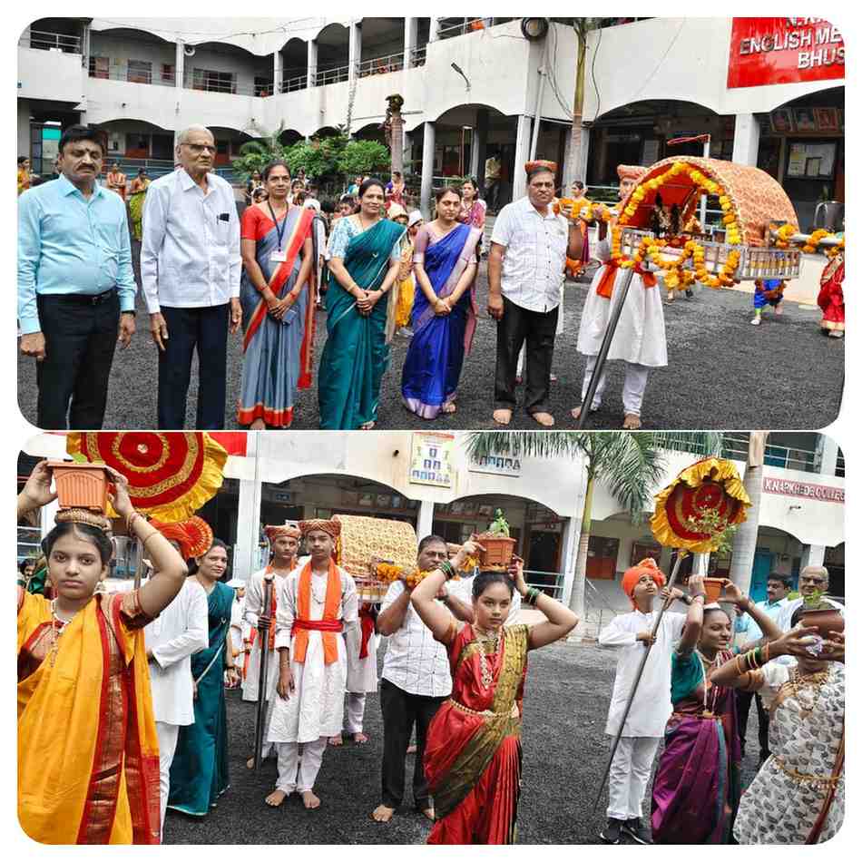 एन.के. नारखेडे इंग्लिश मिडीयम स्कूलमध्ये आषाढी एकादशी उत्साहात साजरी – शाळेत विठ्ठल-रुक्मिणीची पालखी, टाळ मृदुंगाच्या गजरात विद्यार्थ्यांचा सहभाग