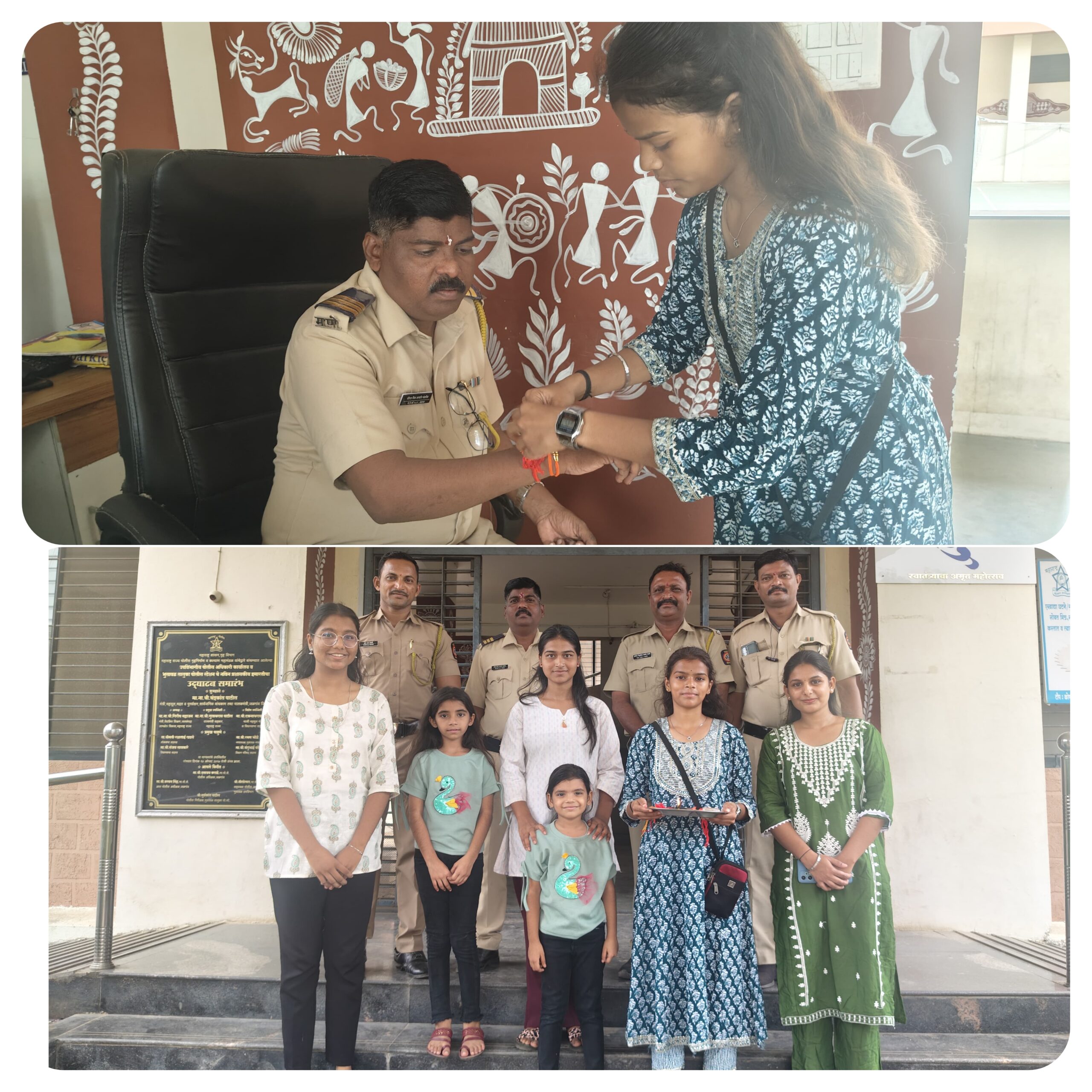 अभाविप भुसावळ शाखेकडून पोलिस बांधवांना राखी बांधून रक्षाबंधन साजरे